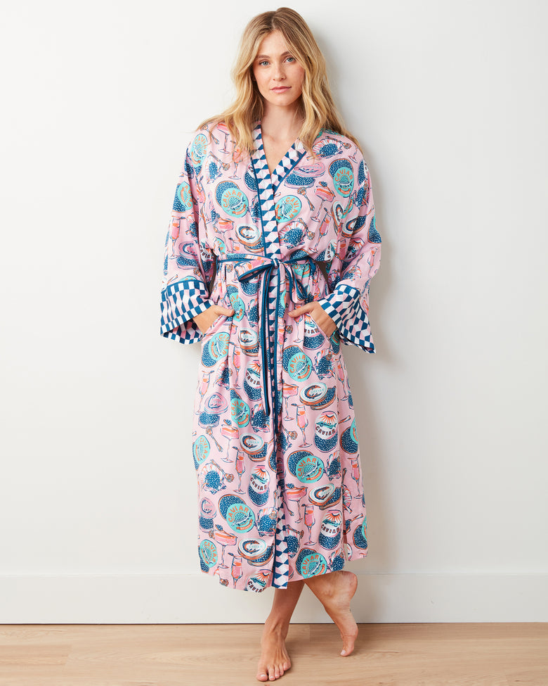 Champagne & Caviar - Eco Satin Robe - Blush - Printfresh