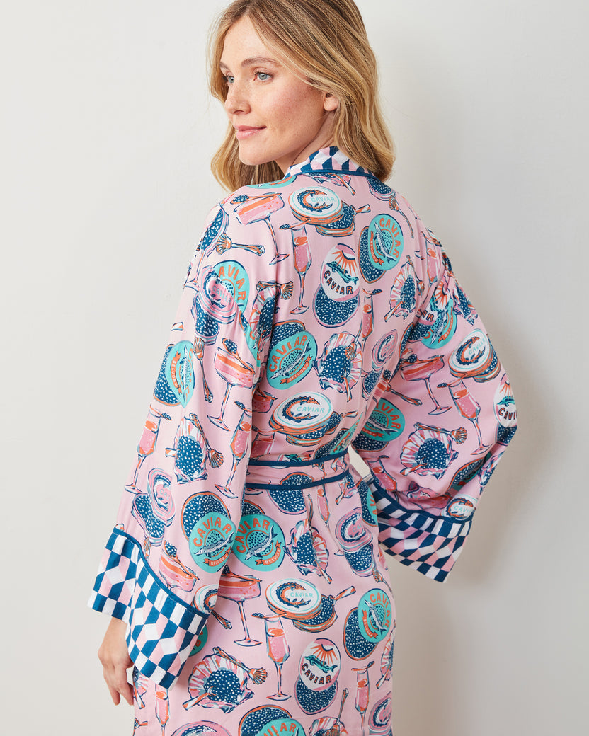 Champagne & Caviar - Eco Satin Robe - Blush - Printfresh