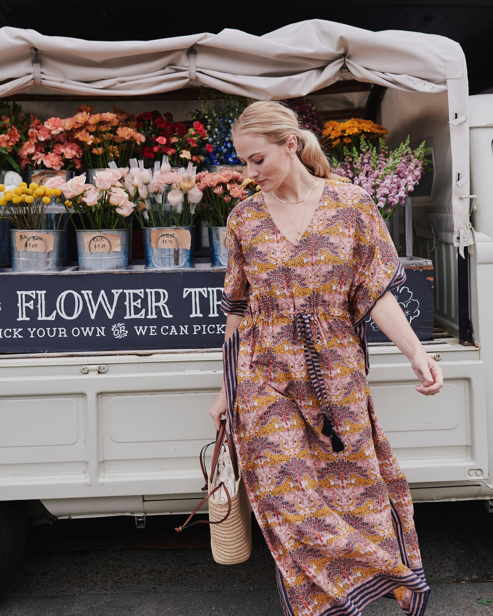 Charming Cheetahs - Dockside Dinner Caftan - Mushroom - Printfresh