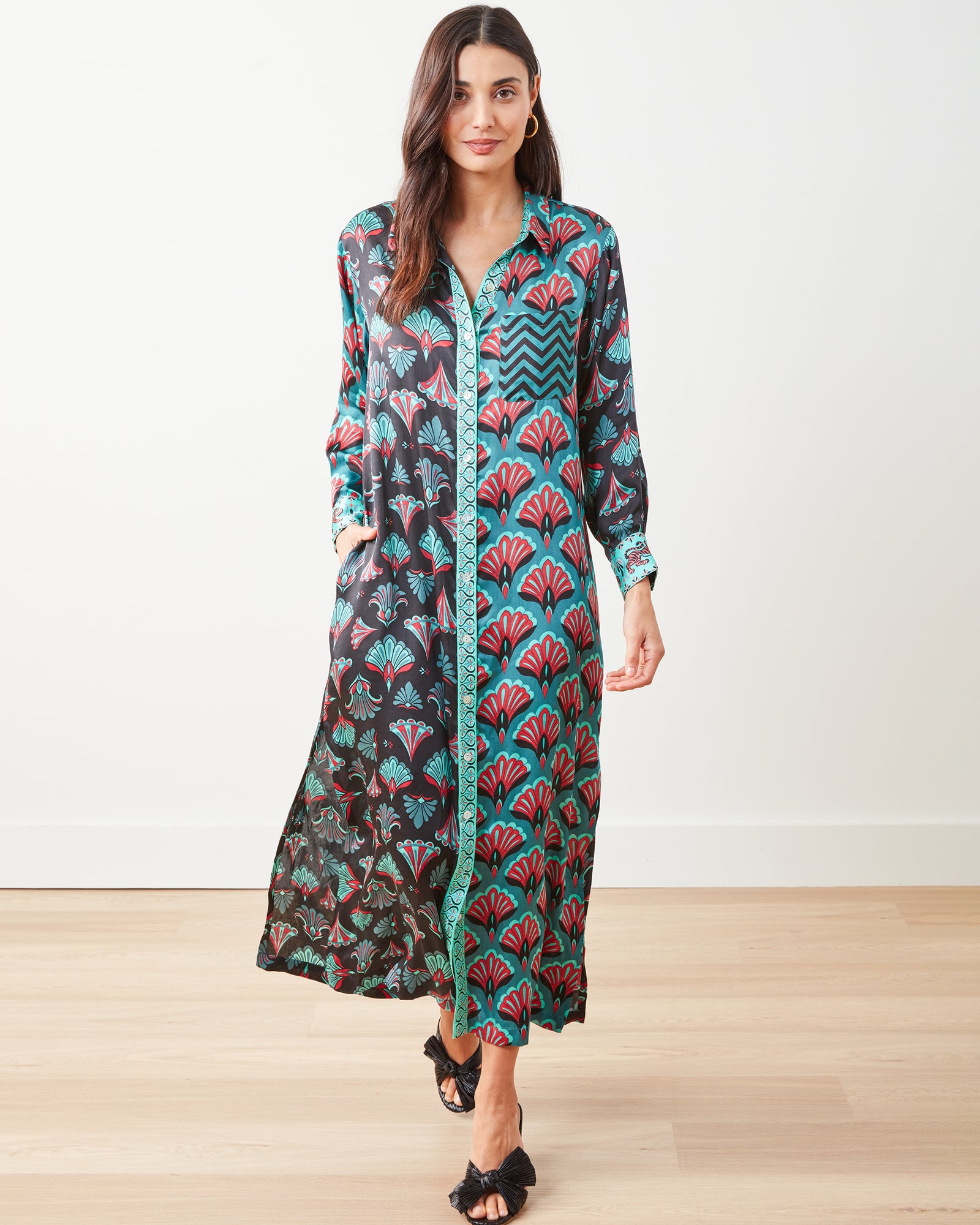 Cocktail Hour - Marianne Shirt Dress - Gatsby Green - Printfresh