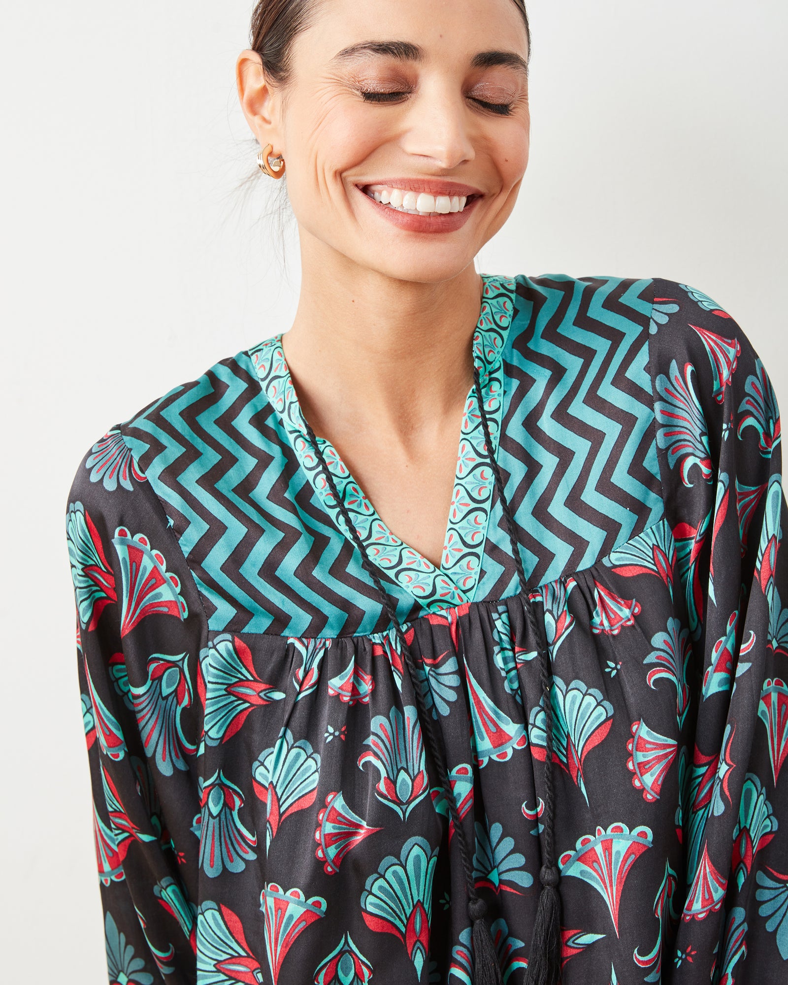 Cocktail Hour - Tides Turned Blouse - Gatsby Green - Printfresh