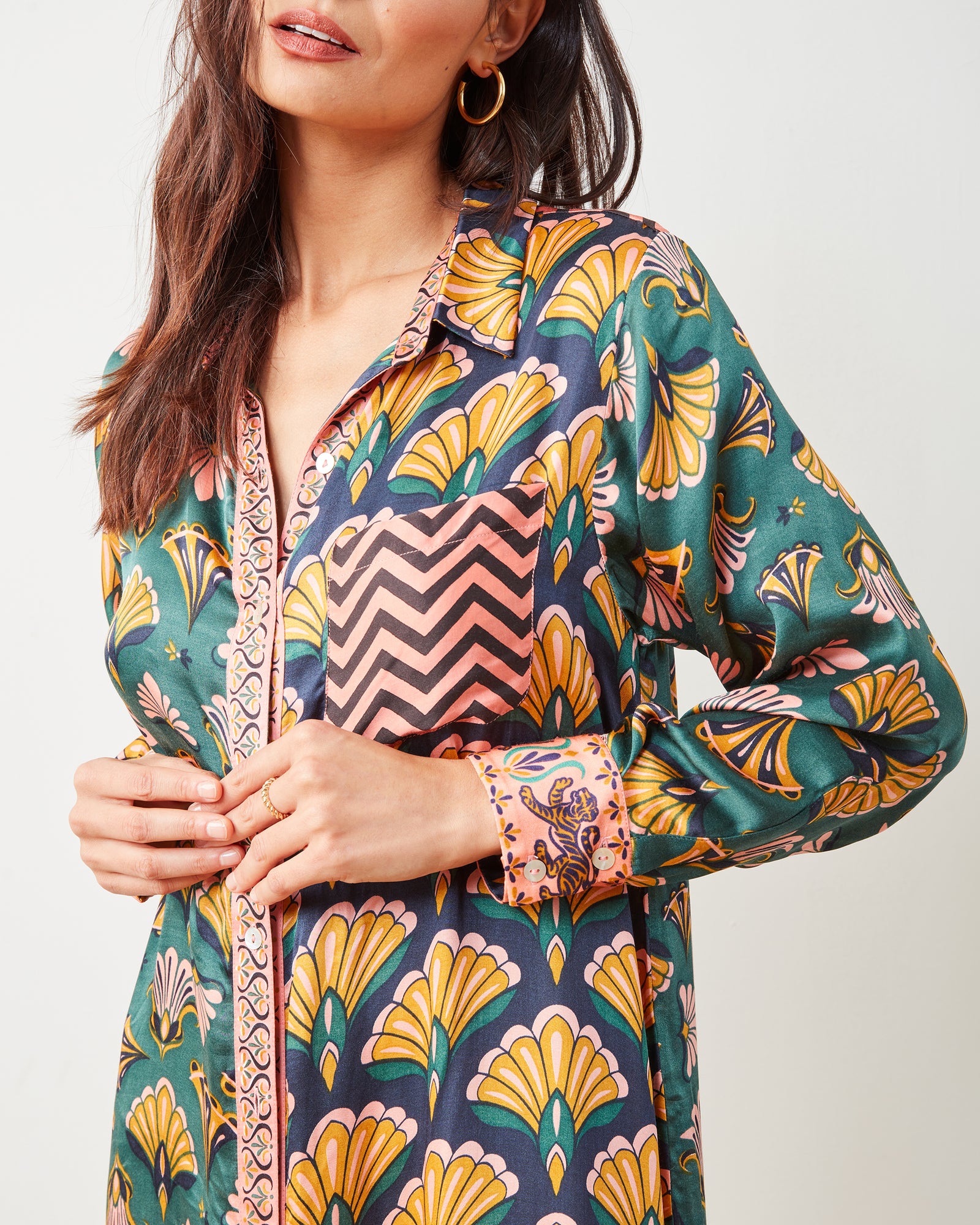 Cocktail Hour - Marianne Shirt Dress - Gemstone - Printfresh