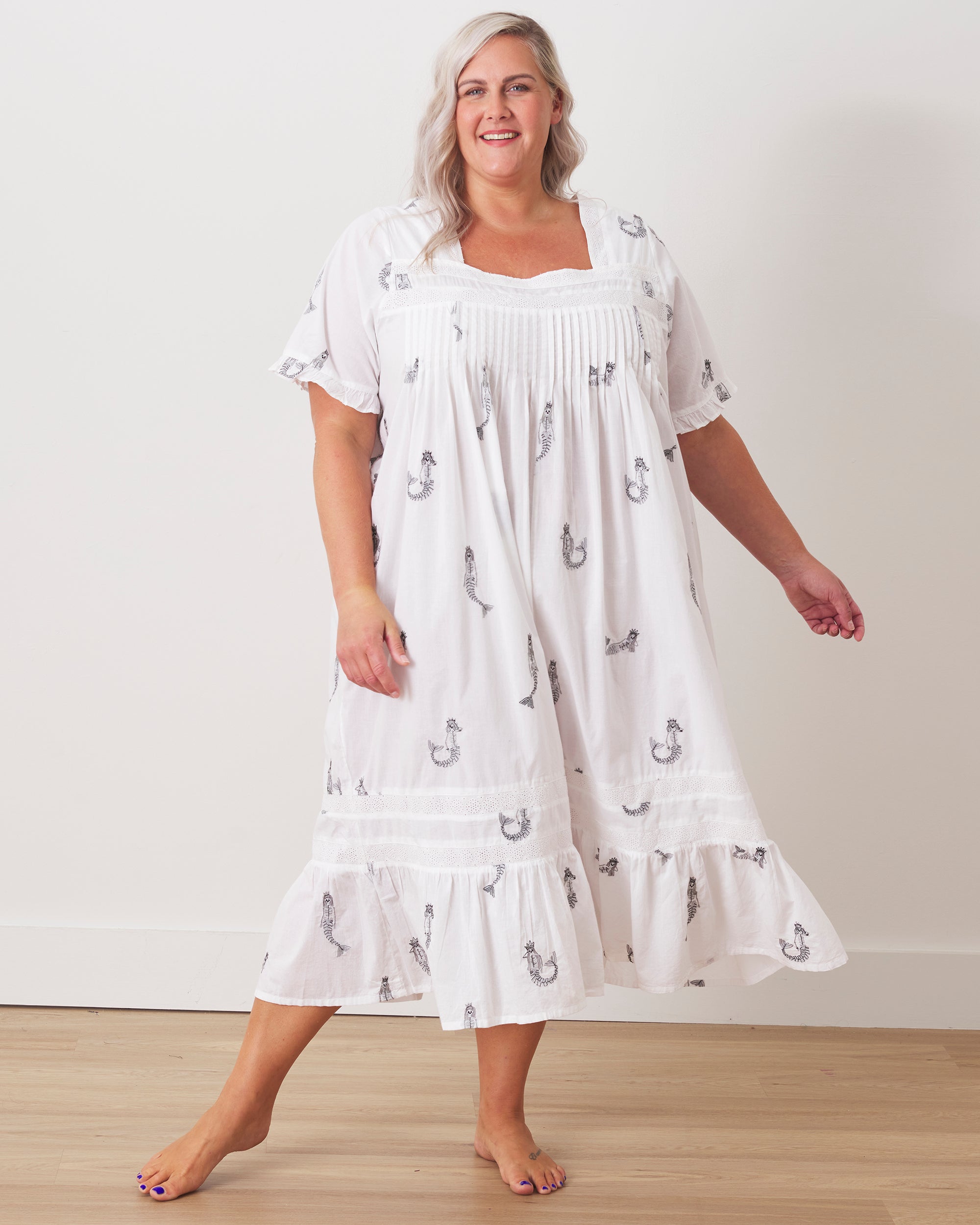 Daughters Of Triton Skeleton - Nashville Nights Nightgown - Cloud - Printfresh