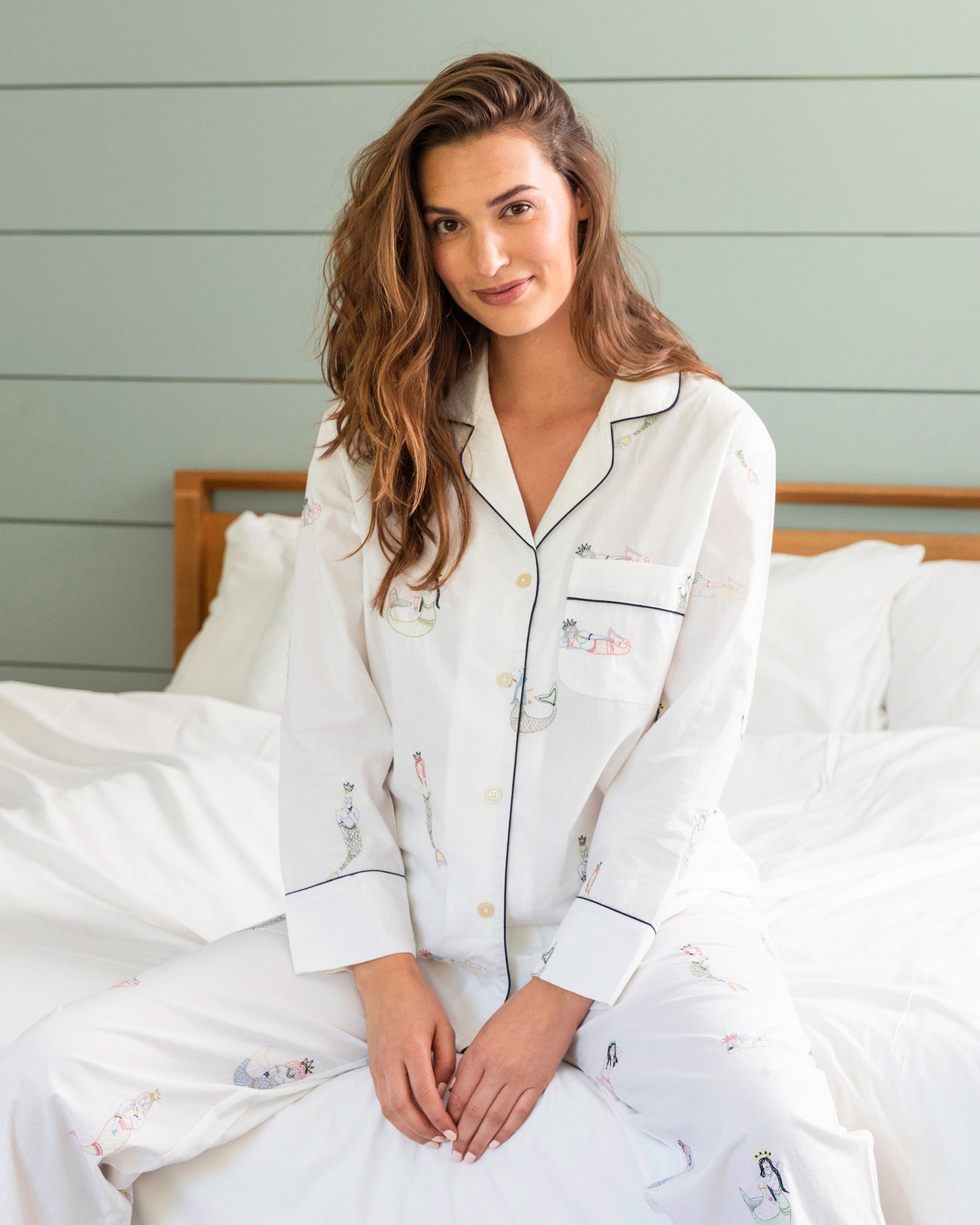 Daughters of Triton - Petite Long PJ Set - Cloud - Printfresh