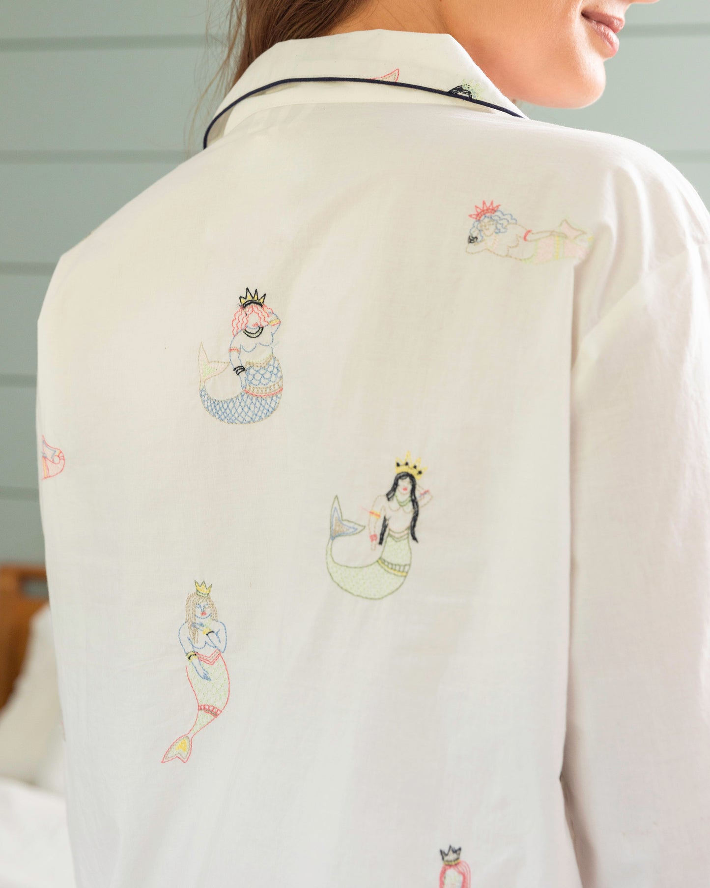 Daughters of Triton - Petite Long PJ Set - Cloud - Printfresh