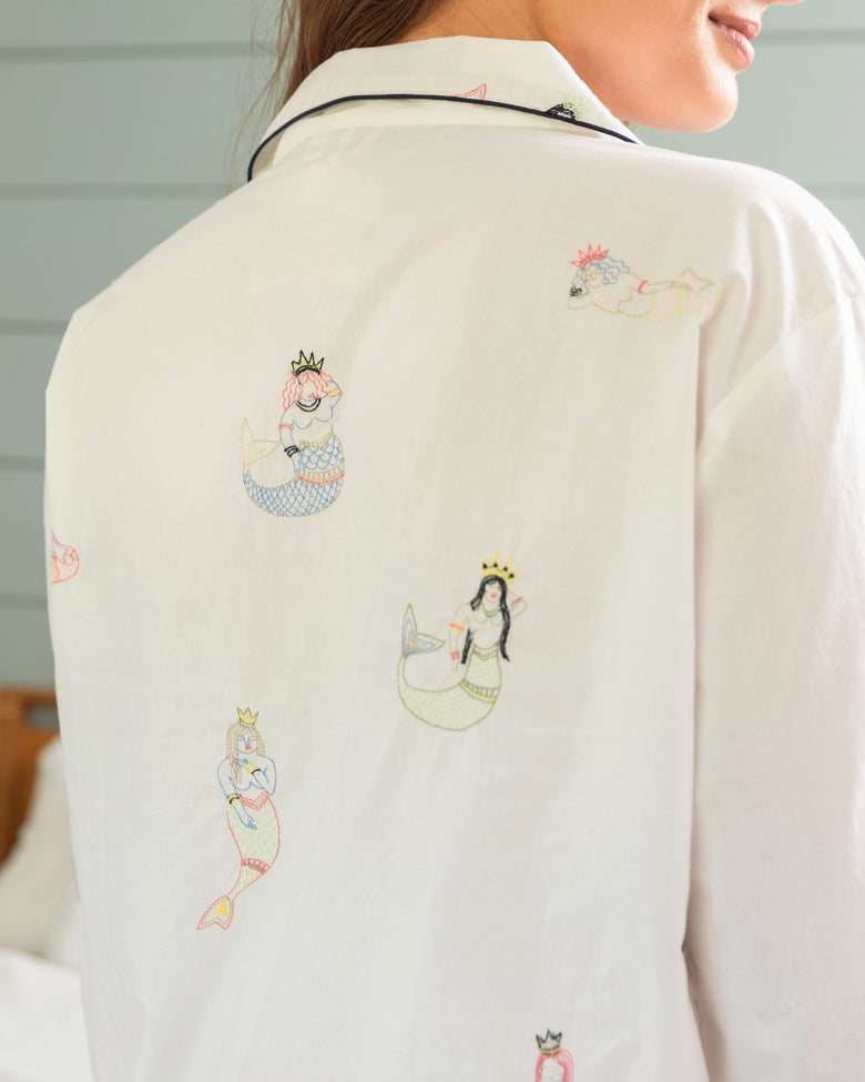 Daughters of Triton - Petite Long PJ Set - Cloud - Printfresh