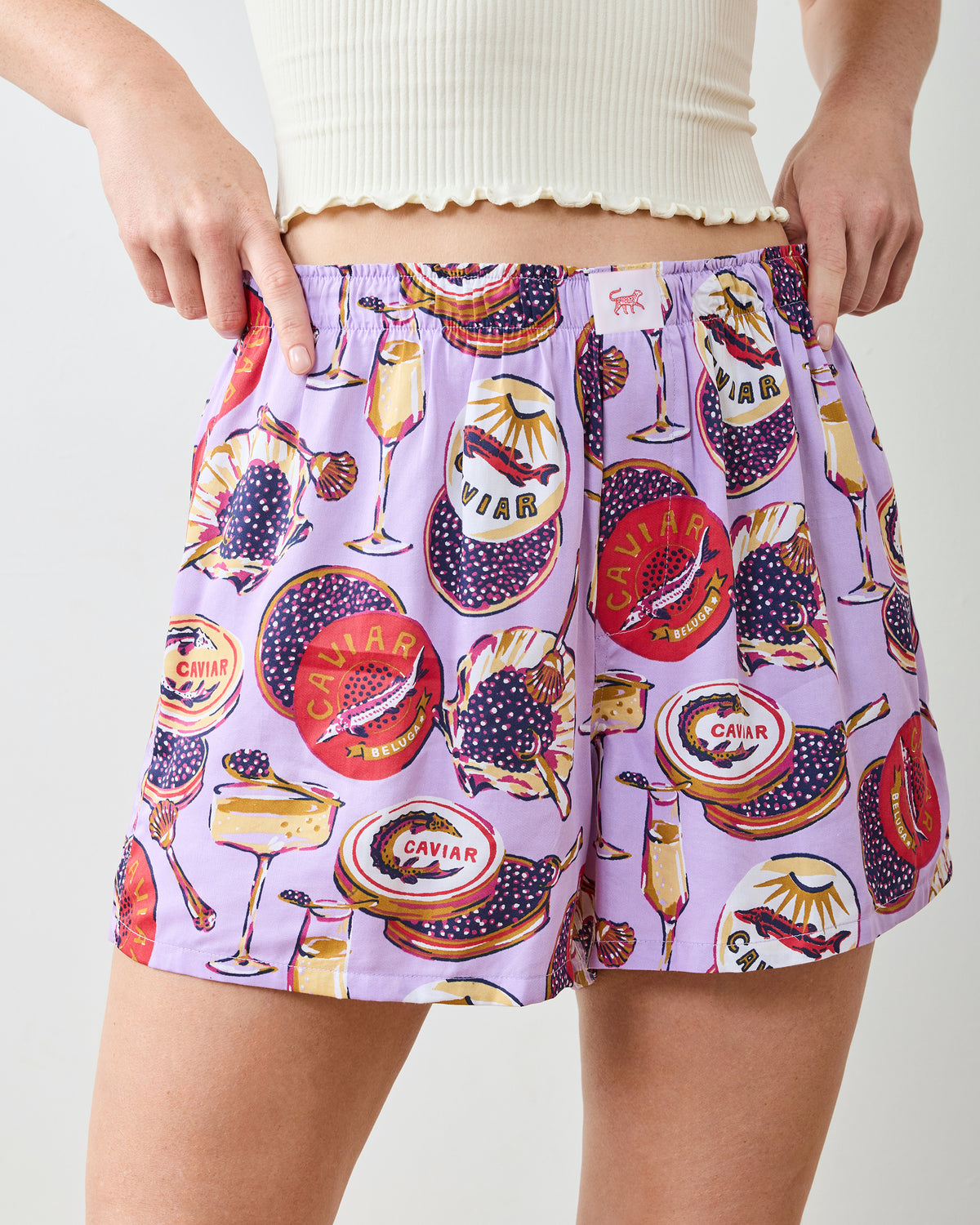 Champagne & Caviar - Eco Satin Boyfriend Boxer - Lavender Spritz