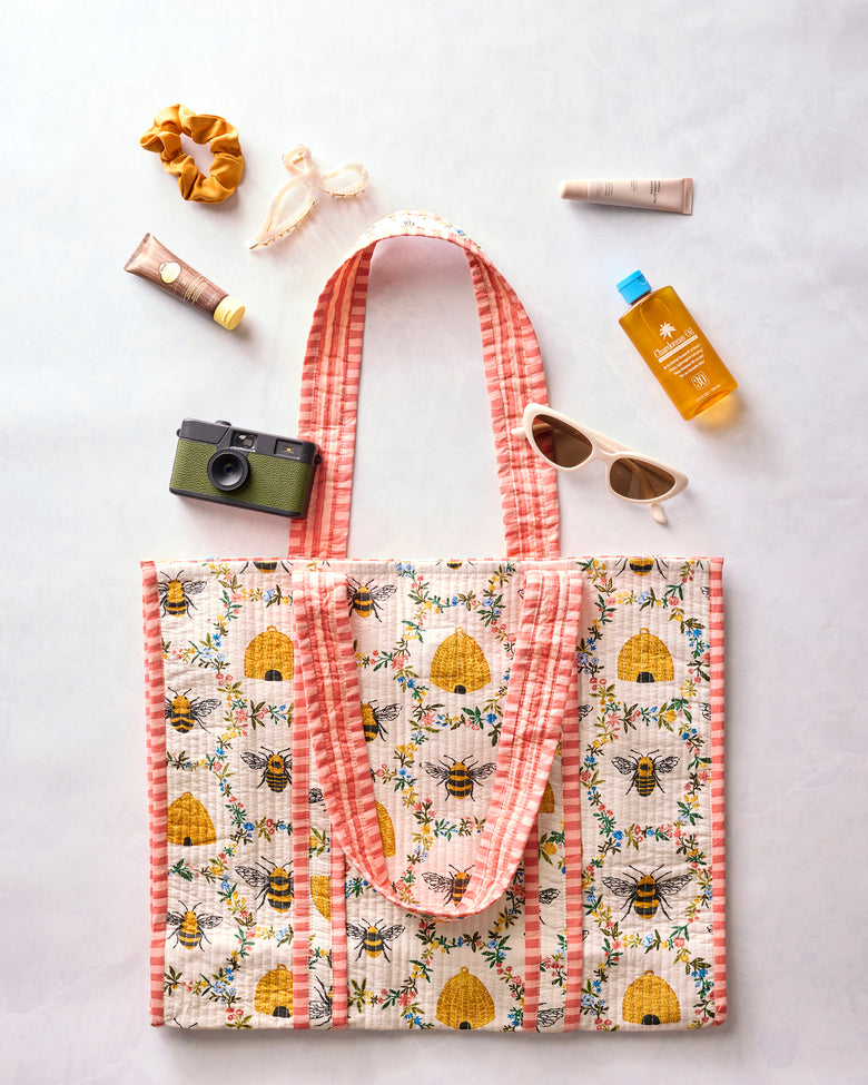 Sweet Bee - The Traveler Tote - Cream - Printfresh