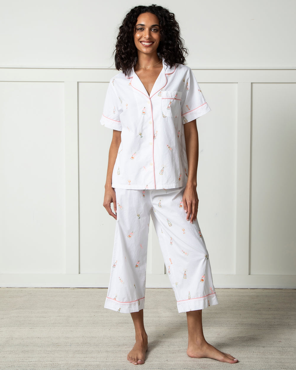 Bubbly Brunch - Short Sleeve & Cropped Pants Set - Cloud - Printfresh