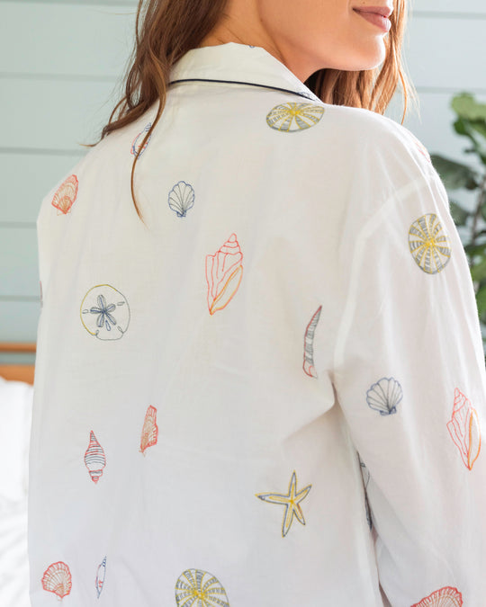 Embroidered Shells - Long Sleep Set - Sand - Printfresh