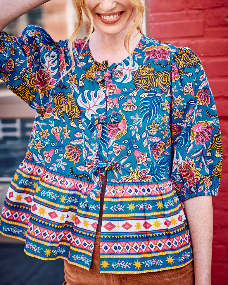 Tibetan Tigress - Annabelle Blouse - Blue Ridge - Printfresh
