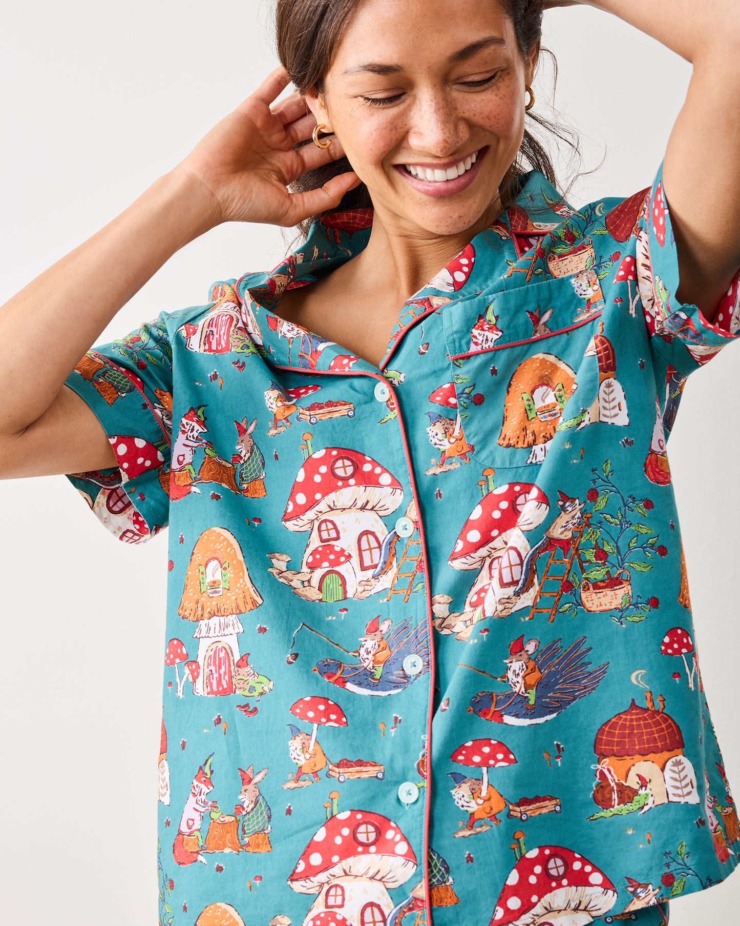 Autumn Critters - Short PJ Set - Teal - Printfresh