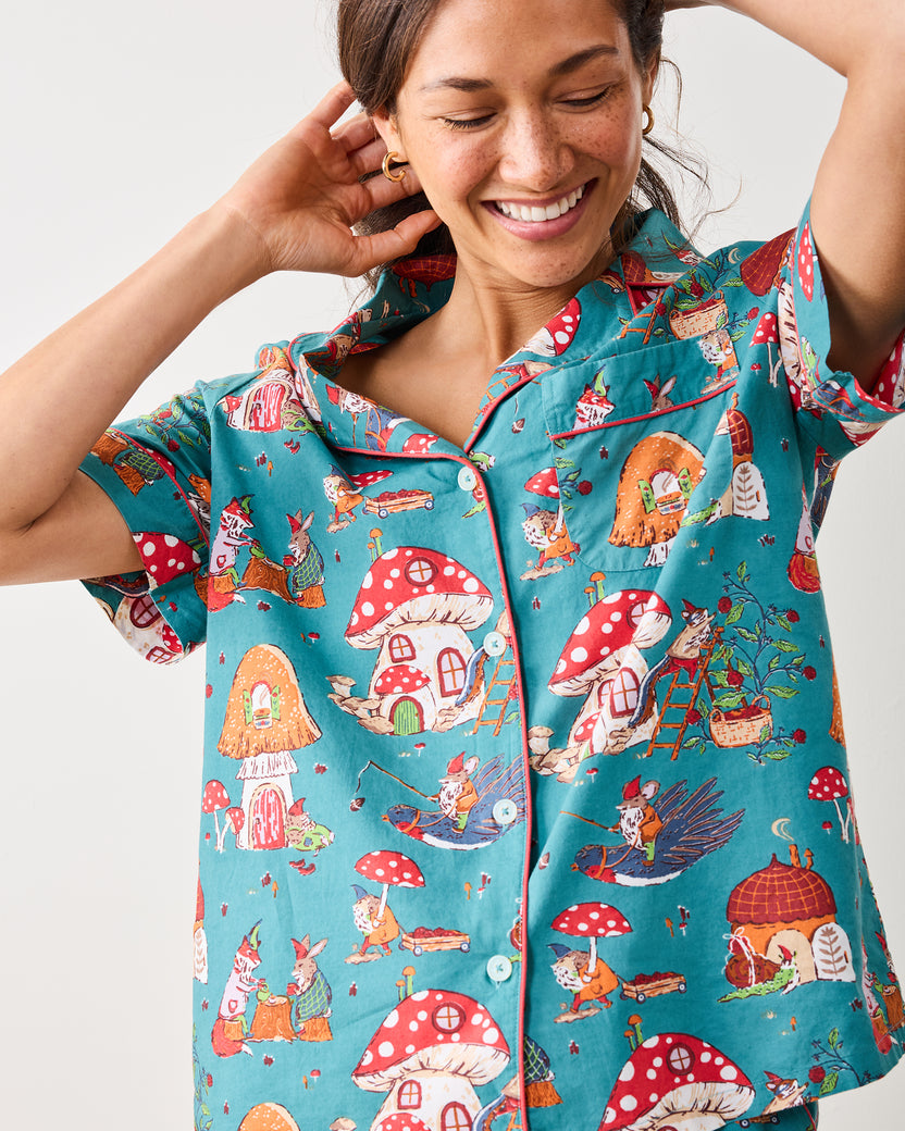 Autumn Critters - Short PJ Set - Teal - Printfresh