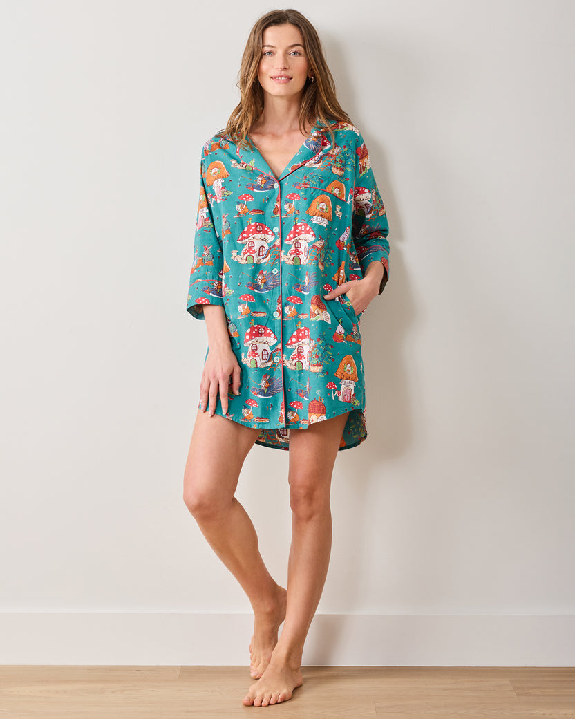 Autumn Critters - Sleep Shirt - Teal - Printfresh