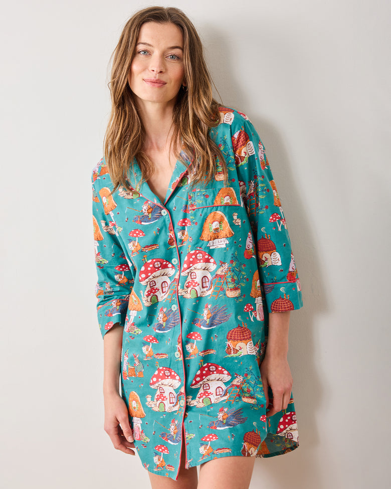 Autumn Critters - Sleep Shirt - Teal - Printfresh