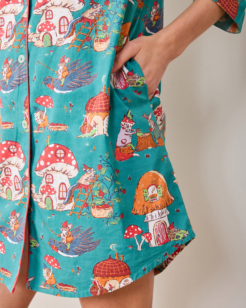 Autumn Critters - Sleep Shirt - Teal - Printfresh