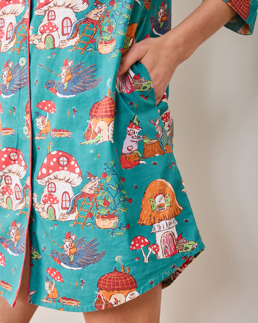 Autumn Critters - Sleep Shirt - Teal - Printfresh