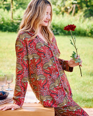 Bagheera - Eco Satin Long PJ Set - Scarlet