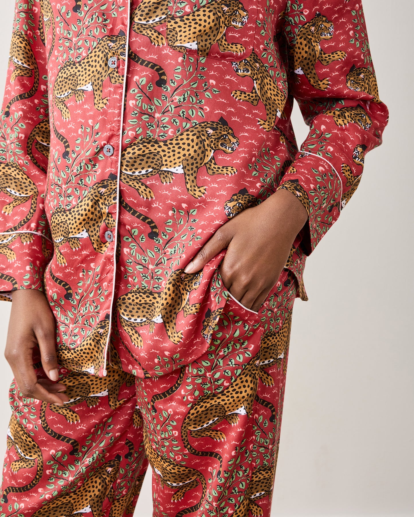 Bagheera - Tall Eco Satin Long PJ Set - Scarlet - Printfresh