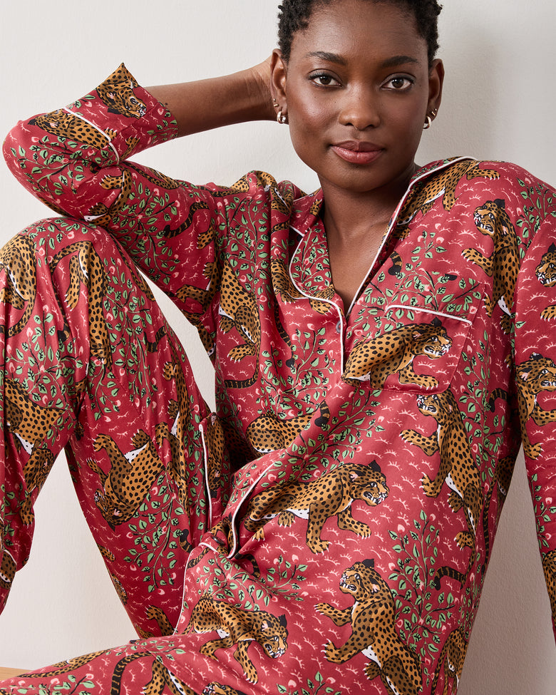 Bagheera - Tall Eco Satin Long PJ Set - Scarlet - Printfresh