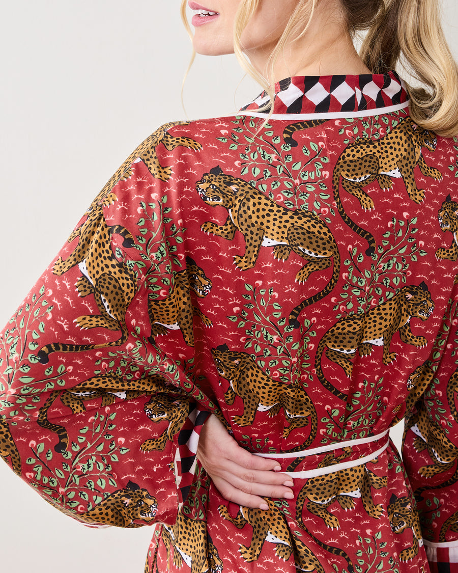 Bagheera - Eco Satin Robe - Scarlet - Printfresh