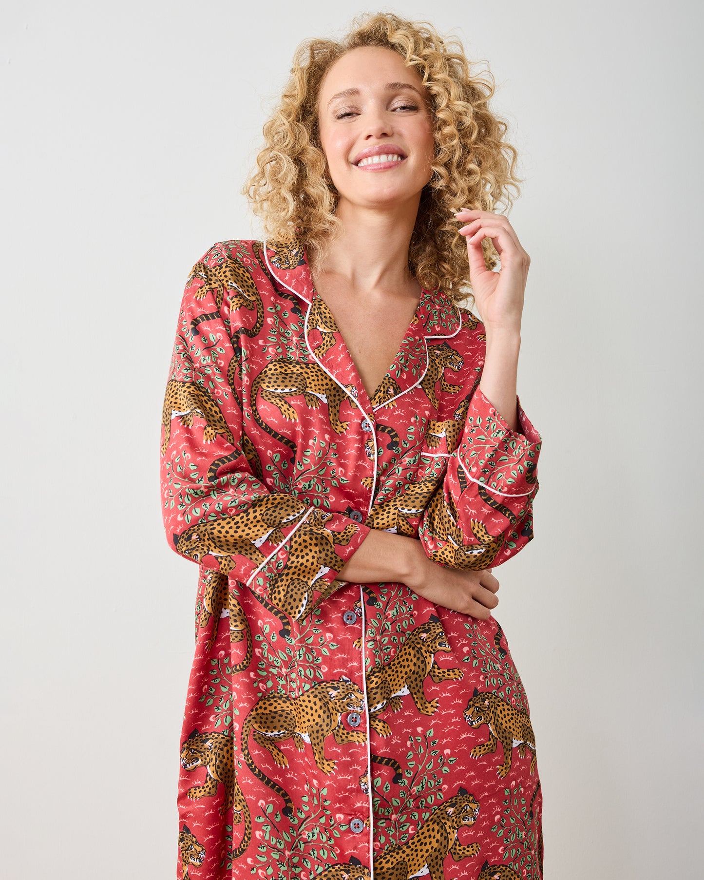 Bagheera - Eco Satin Sleep Shirt - Scarlet - Printfresh