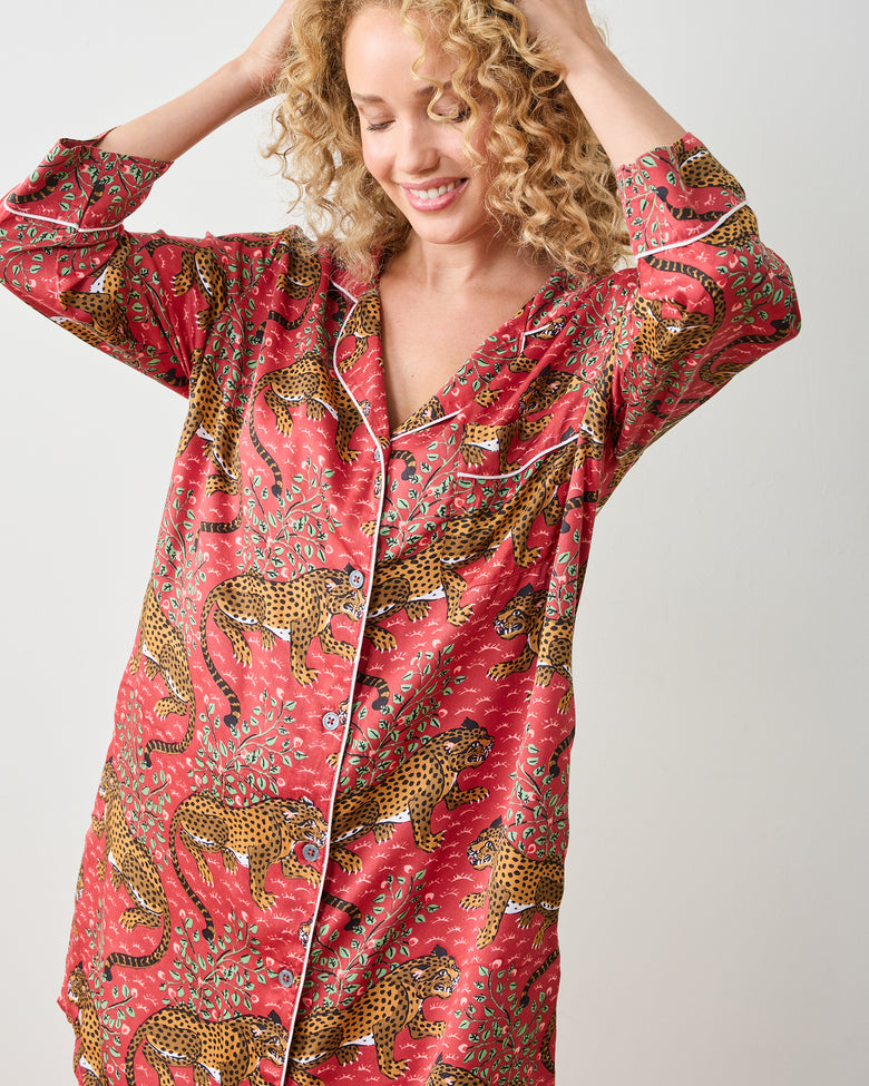 Bagheera - Eco Satin Sleep Shirt - Scarlet - Printfresh
