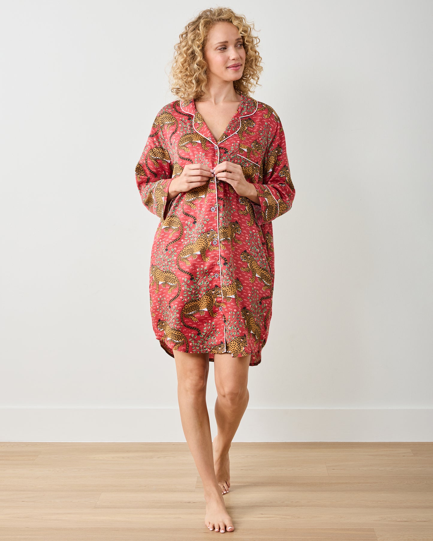 Bagheera - Eco Satin Sleep Shirt - Scarlet - Printfresh