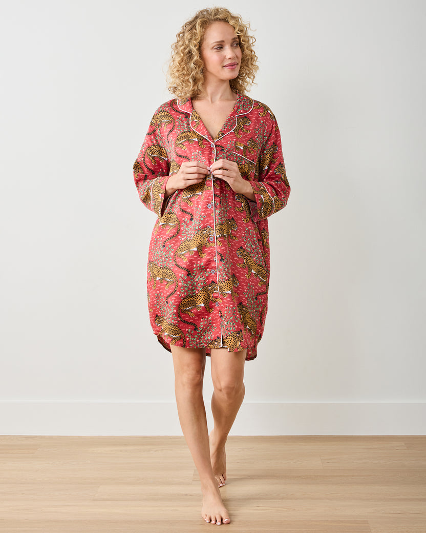 Bagheera - Eco Satin Sleep Shirt - Scarlet - Printfresh
