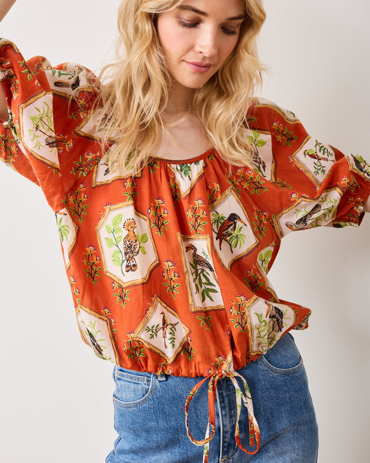 Birds of India - Piper Blouse - Copper - Printfresh