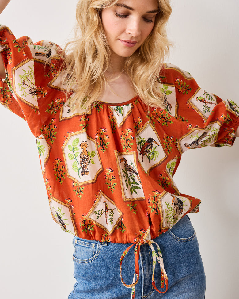 Birds of India - Piper Blouse - Copper - Printfresh
