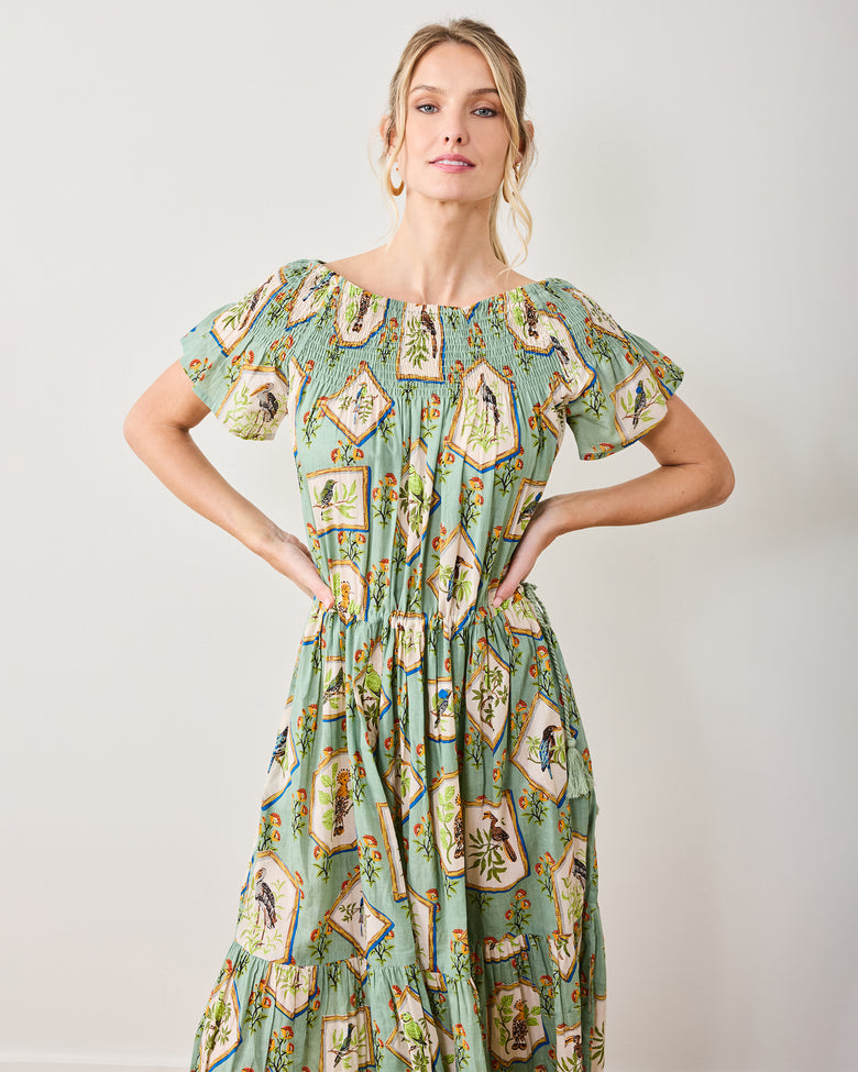 Birds Of India - Eyes on You Dress - Sage - Printfresh