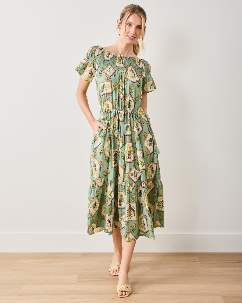 Birds Of India - Eyes on You Dress - Sage - Printfresh