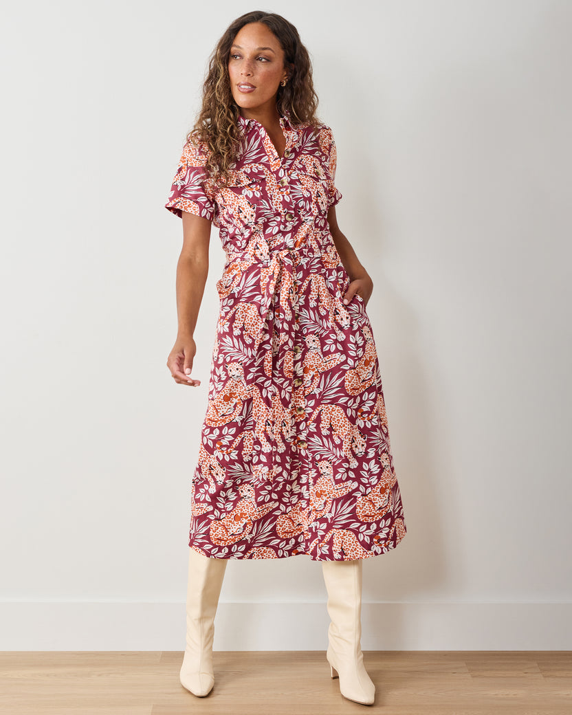 City Cats - Juliette Dress - Maroon Night - Printfresh