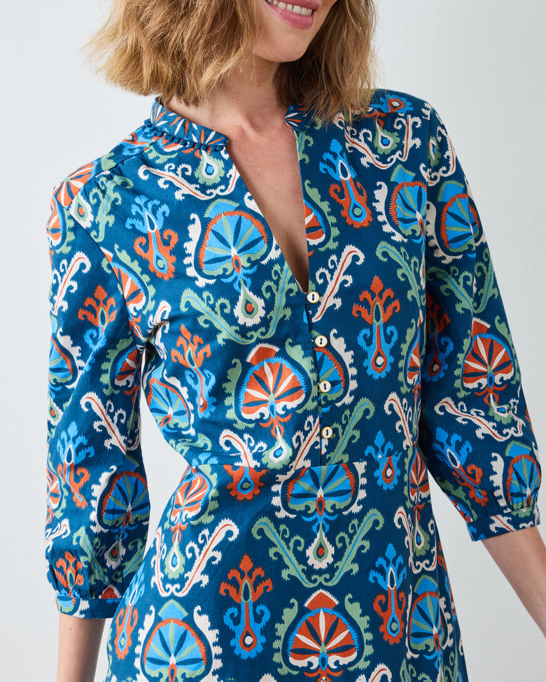 Eclectic Ikat - Abigail Dress - Navy - Printfresh