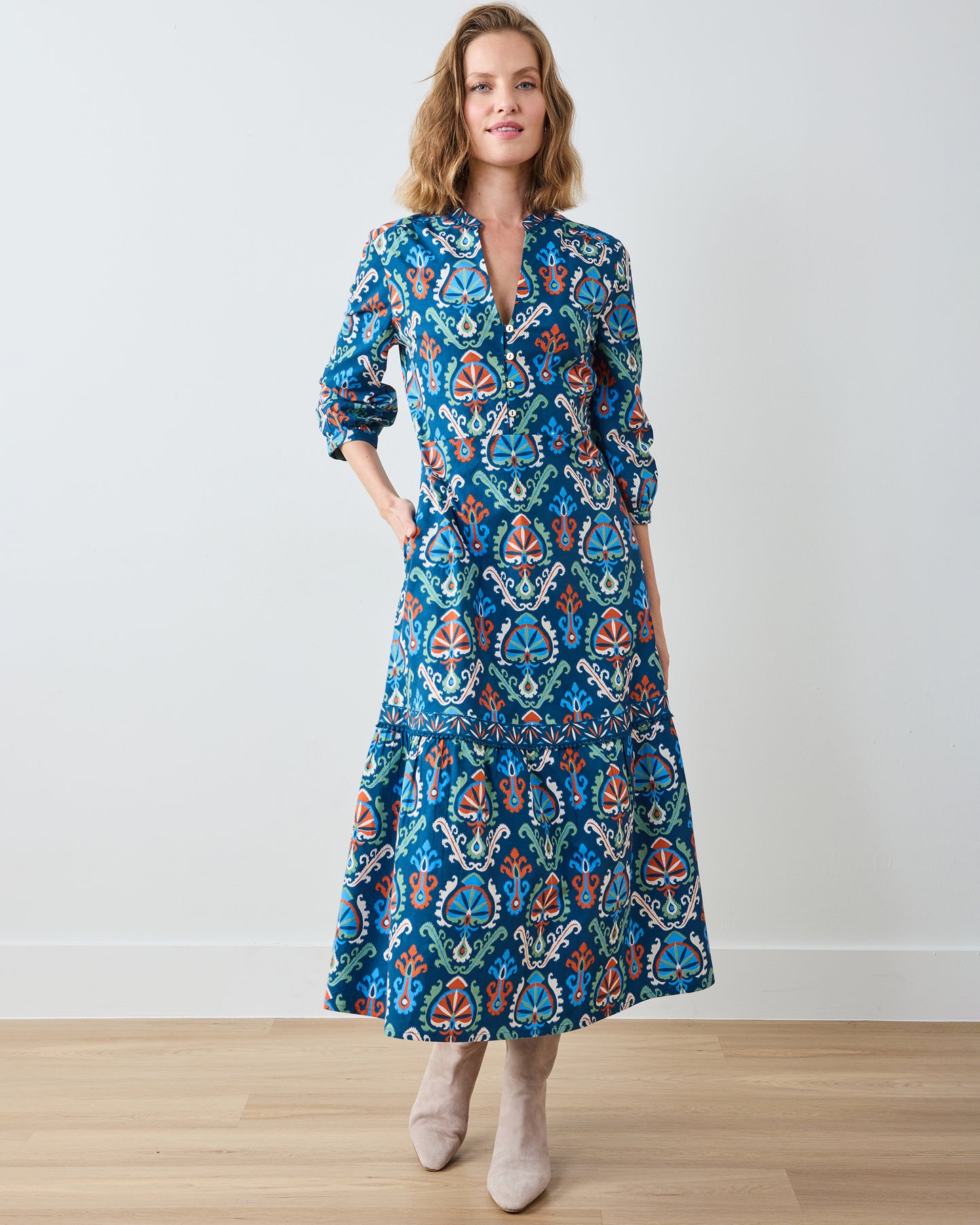 Eclectic Ikat - Abigail Dress - Navy - Printfresh