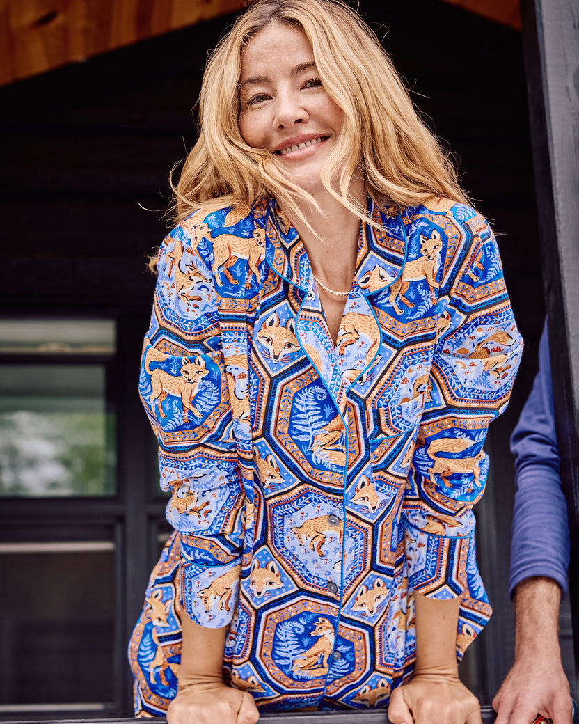 Fancy Fox - Long PJ Set - French Blue - Printfresh