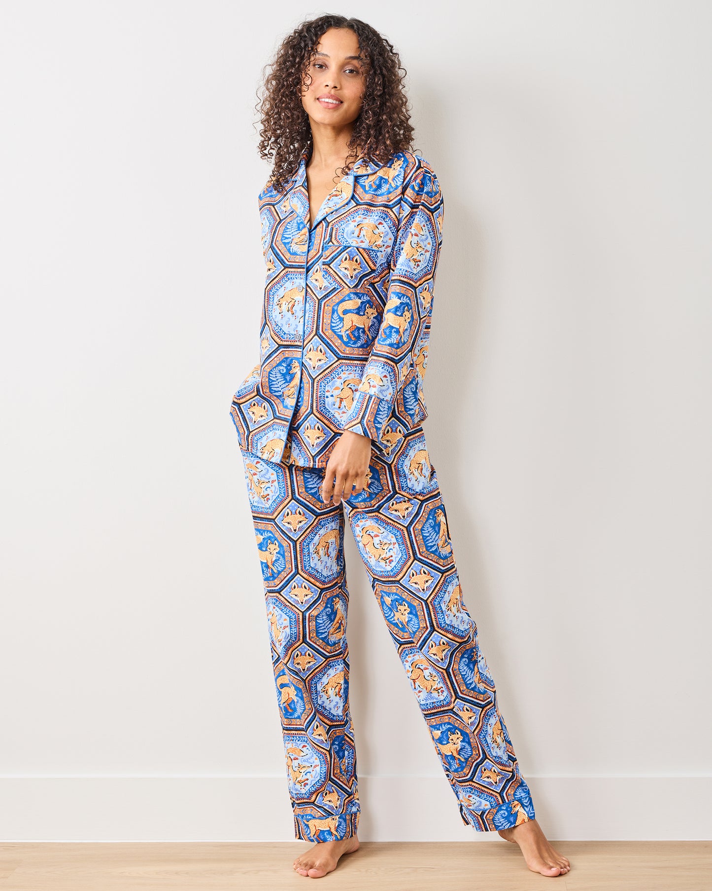 Fancy Fox - Petite Long PJ Set - French Blue - Printfresh
