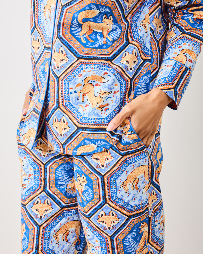 Fancy Fox - Tall Long PJ Set - French Blue