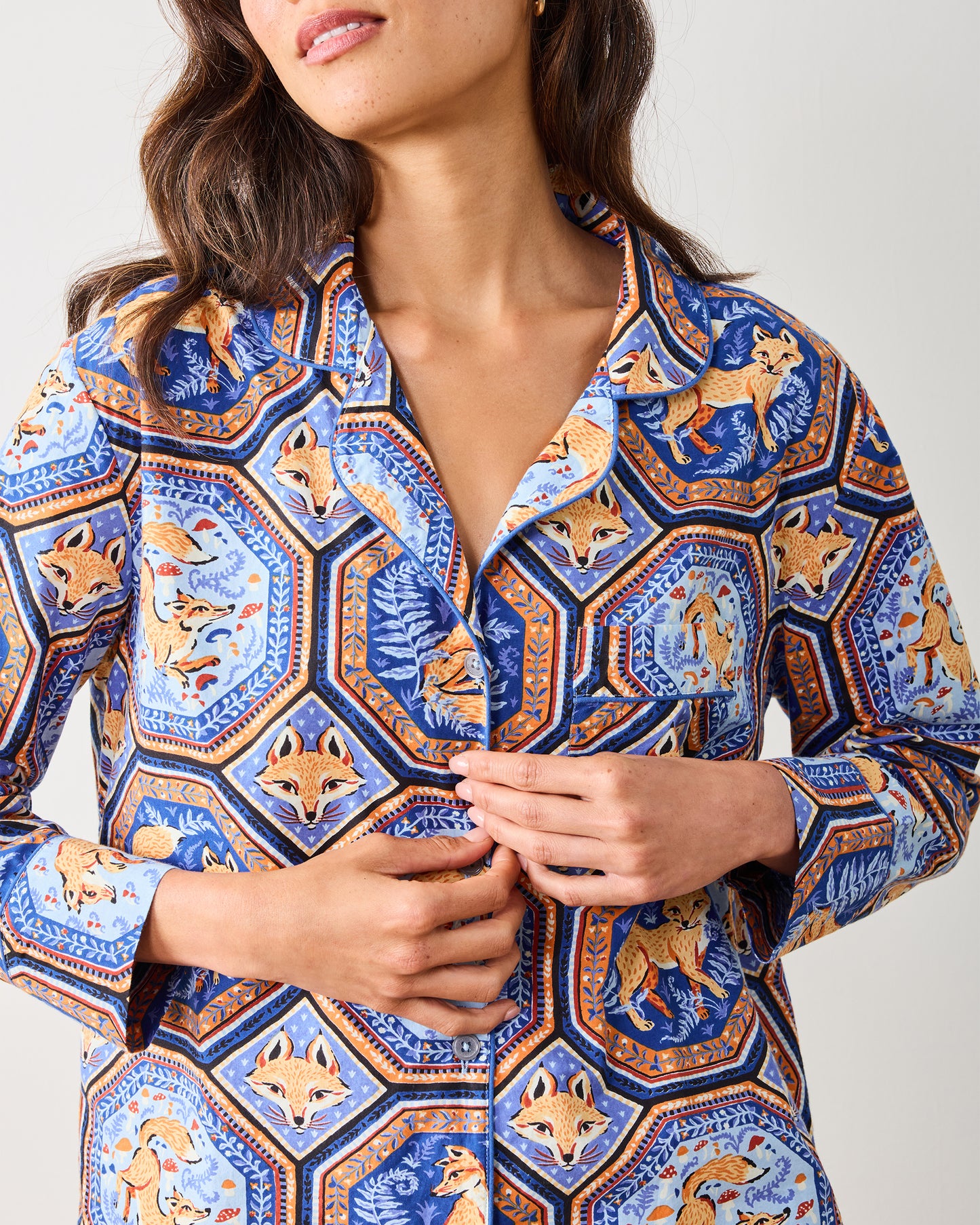 Fancy Fox - Long PJ Set - French Blue - Printfresh