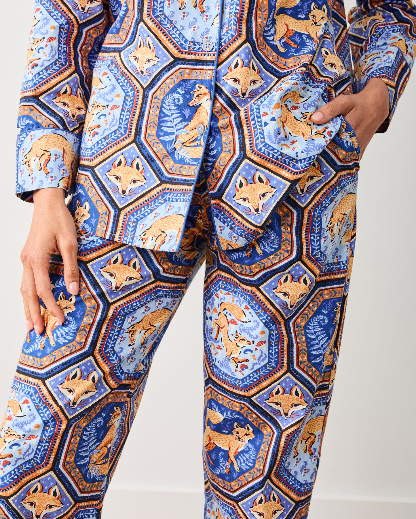 Fancy Fox - Petite Long PJ Set - French Blue - Printfresh