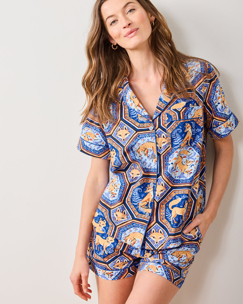 Fancy Fox - Short PJ Set - French Blue - Printfresh