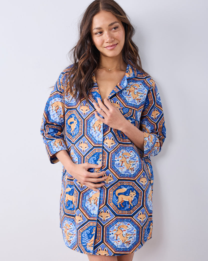 Fancy Fox - Sleep Shirt - French Blue - Printfresh