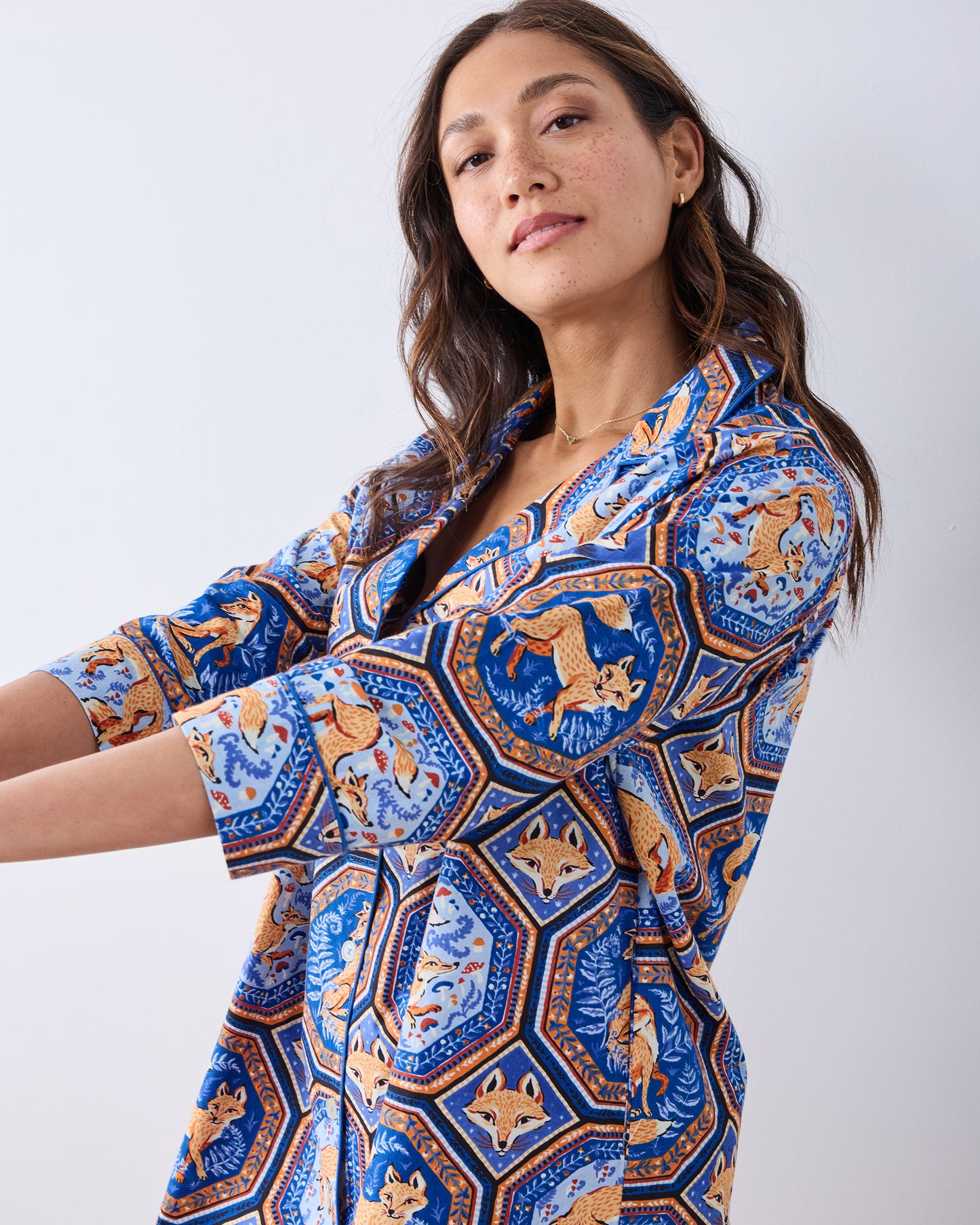 Fancy Fox - Sleep Shirt - French Blue - Printfresh