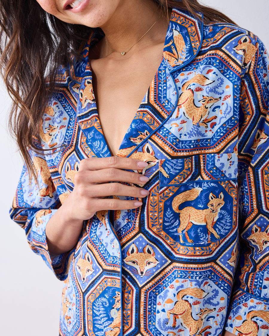Fancy Fox - Sleep Shirt - French Blue - Printfresh