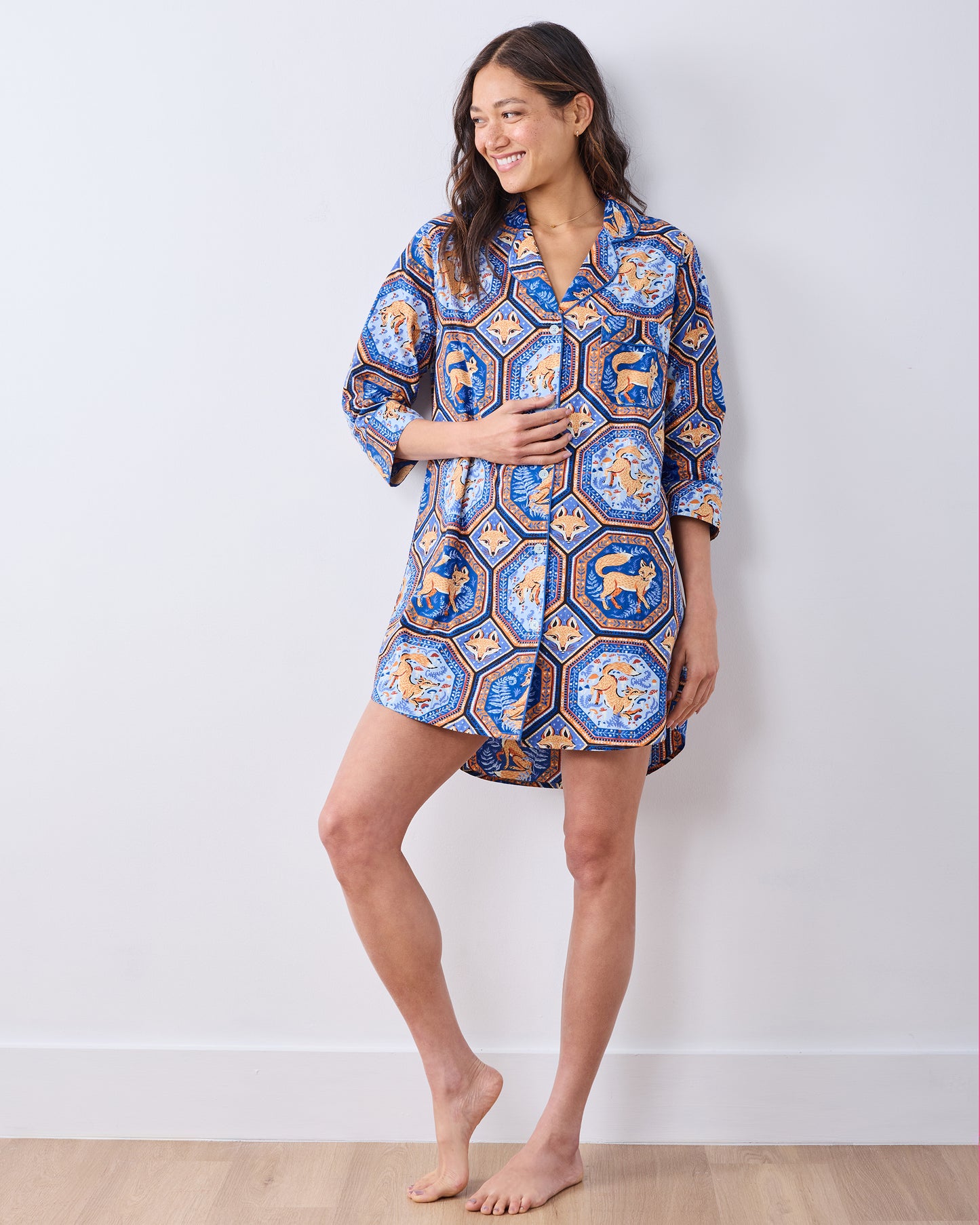 Fancy Fox - Sleep Shirt - French Blue - Printfresh