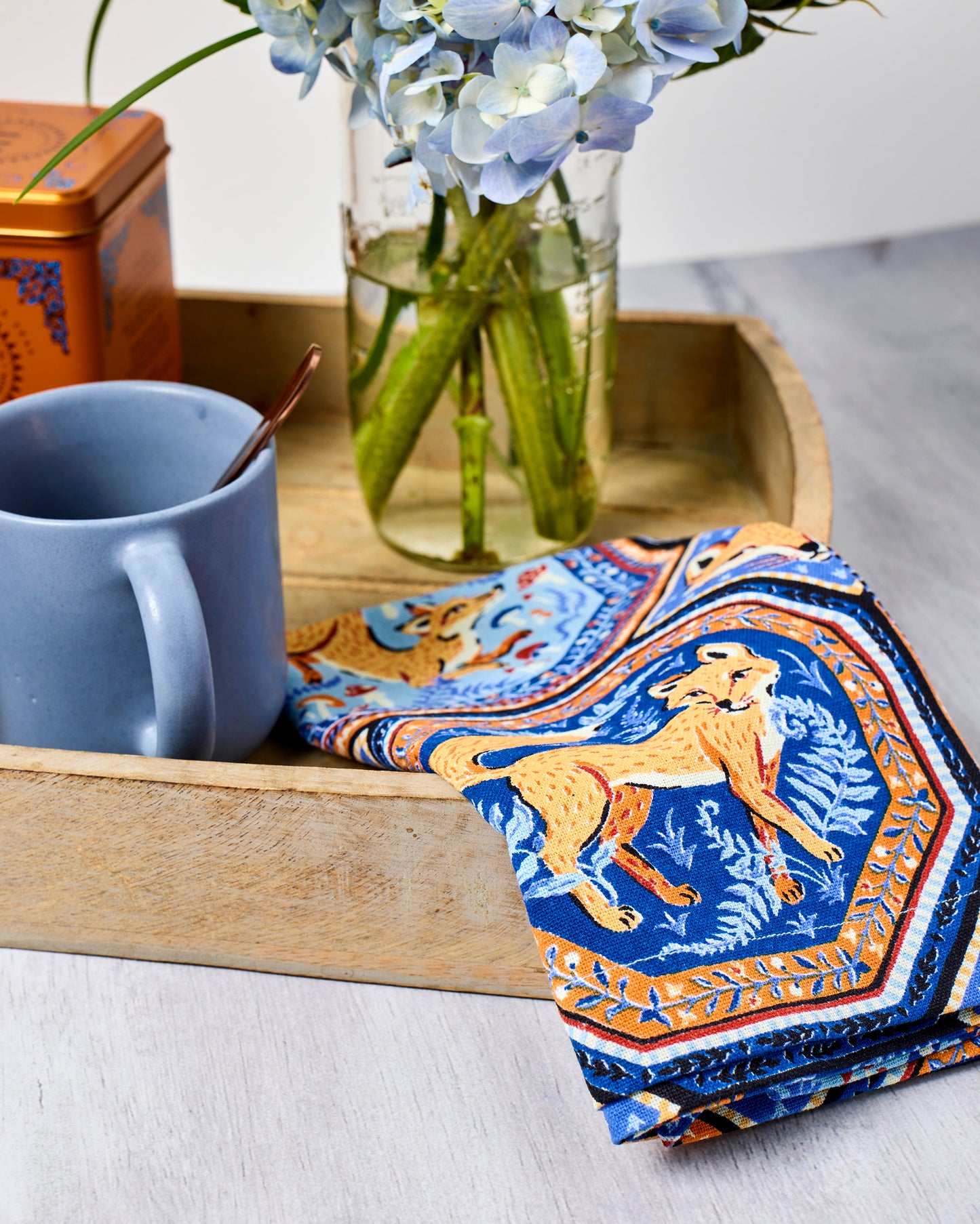 Fancy Fox - Dinner Napkins Set Of 4 - French Blue - Printfresh