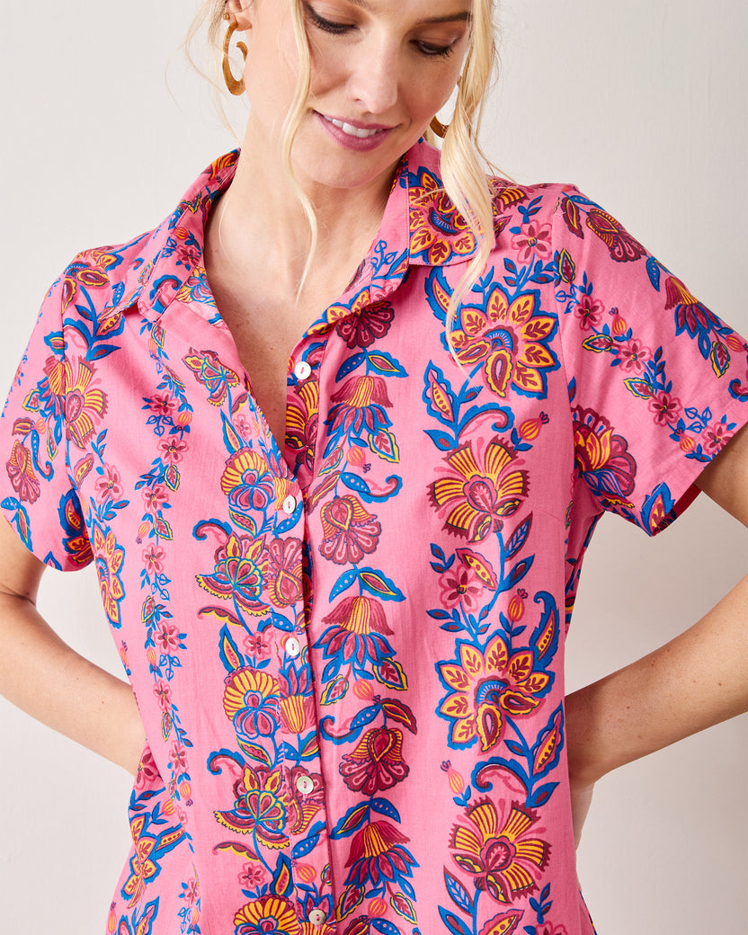 Folklore Flowers - Gracie Dress - Bright Rose - Printfresh