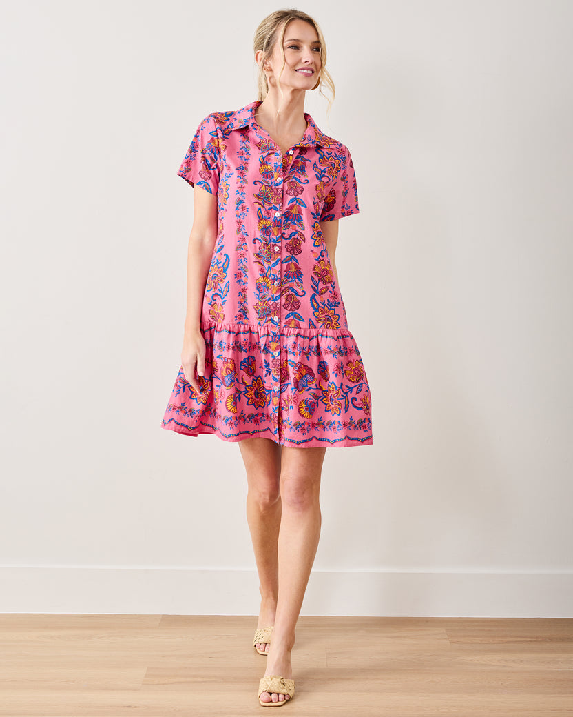 Folklore Flowers - Gracie Dress - Bright Rose - Printfresh