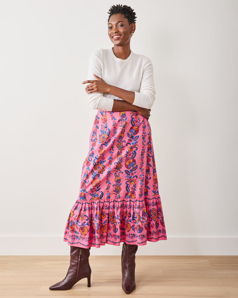 Folklore Flowers - Victoria Skirt - Bright Rose - Printfresh